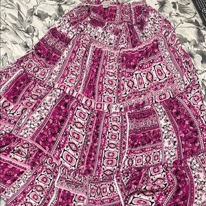 Avenue Pink and Black Patterned Skirt